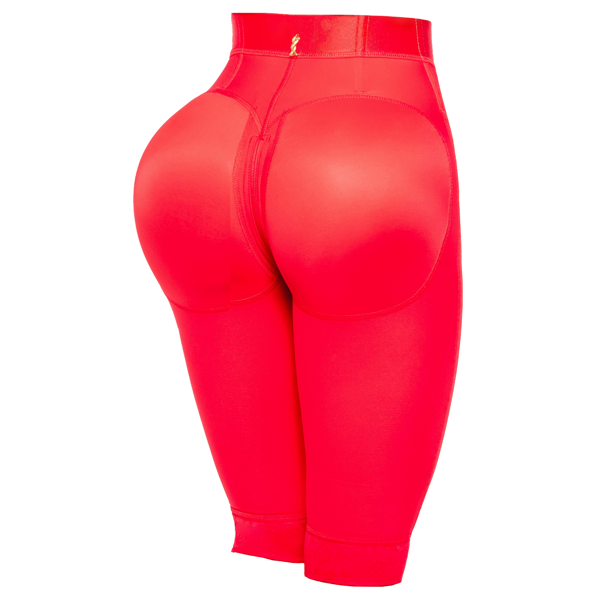 High-Waisted Compression Capri with Front Zipper Closure & 4.5” Silicone Rods Along the Waistband (Ref. Arriesgada)