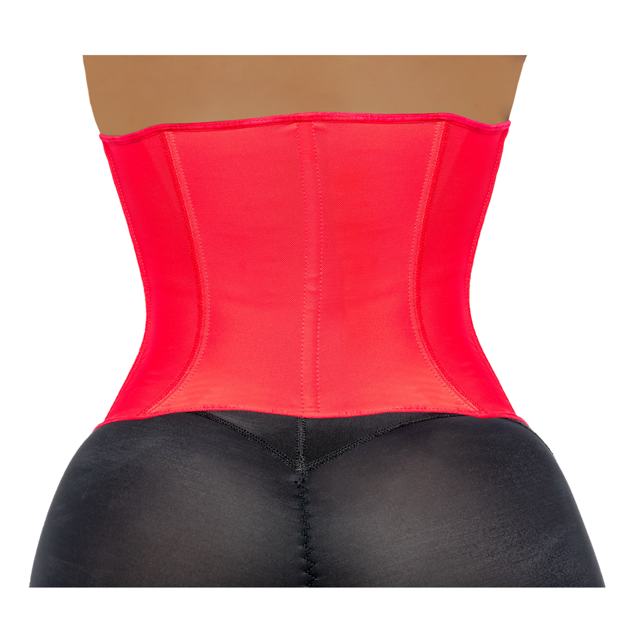 Back of Red Steel Boned Corset with 4 Hook & Eye Columns